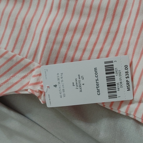 Carter's 2 pieces pink stripe and green flower dresses size 4A - Picture 9 of 9